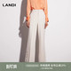 春新品 裤 女显高显瘦西装 LANDI轻纱白职场通勤高腰阔腿长裤