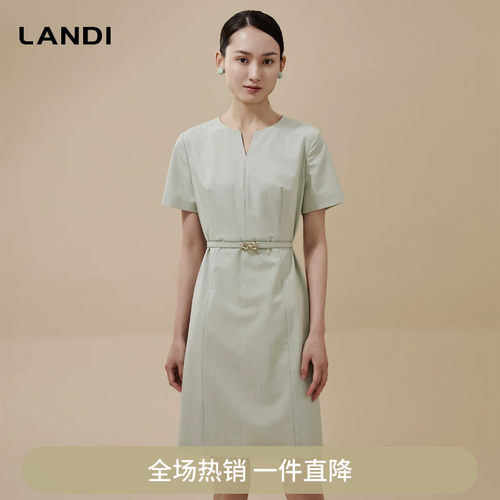 气质收腰修身小V领连衣裙