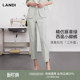 裤 脚开叉直筒西装 LANDI豚草绿精纺通勤裤 女夏新品 清雅知性
