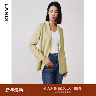 长袖 新款 小个子西服外套 上衣女2023春季 LANDI抹茶绿收腰西装