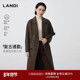 LANDI咖色羊驼毛双面呢系带长款 复古通勤 毛呢大衣女2025冬新品