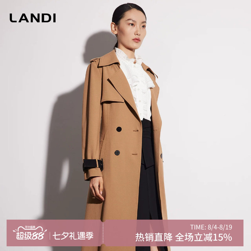 深卡其设计感撞色廓形通勤风衣