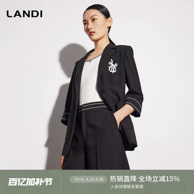 烟墨黑撞色明线时装感西装短裤