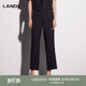 夏新品 女垂感通勤长裤 裤 LANDI烟墨黑醋酸简约百搭高腰直筒西装