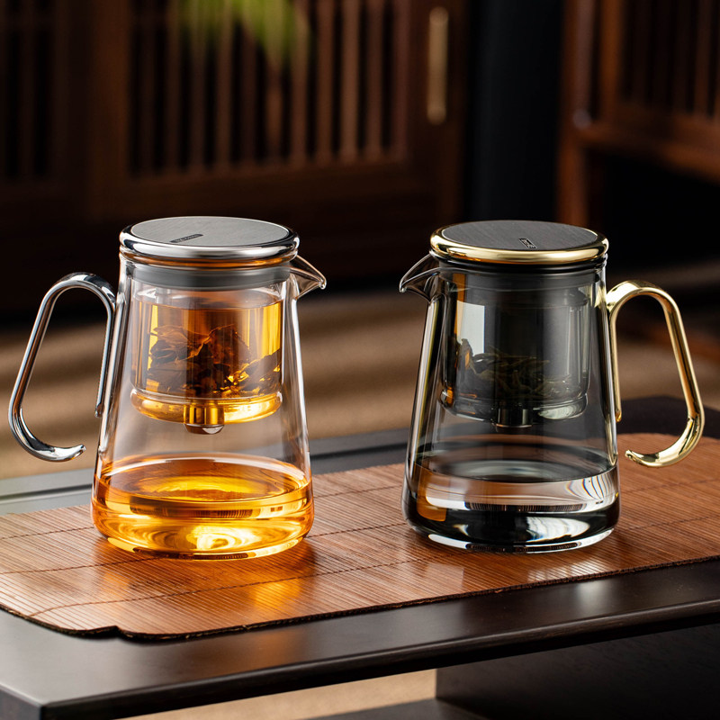 邦田飘逸杯泡茶壶玻璃内胆磁吸旋转下水茶水分离耐热加厚家用茶具