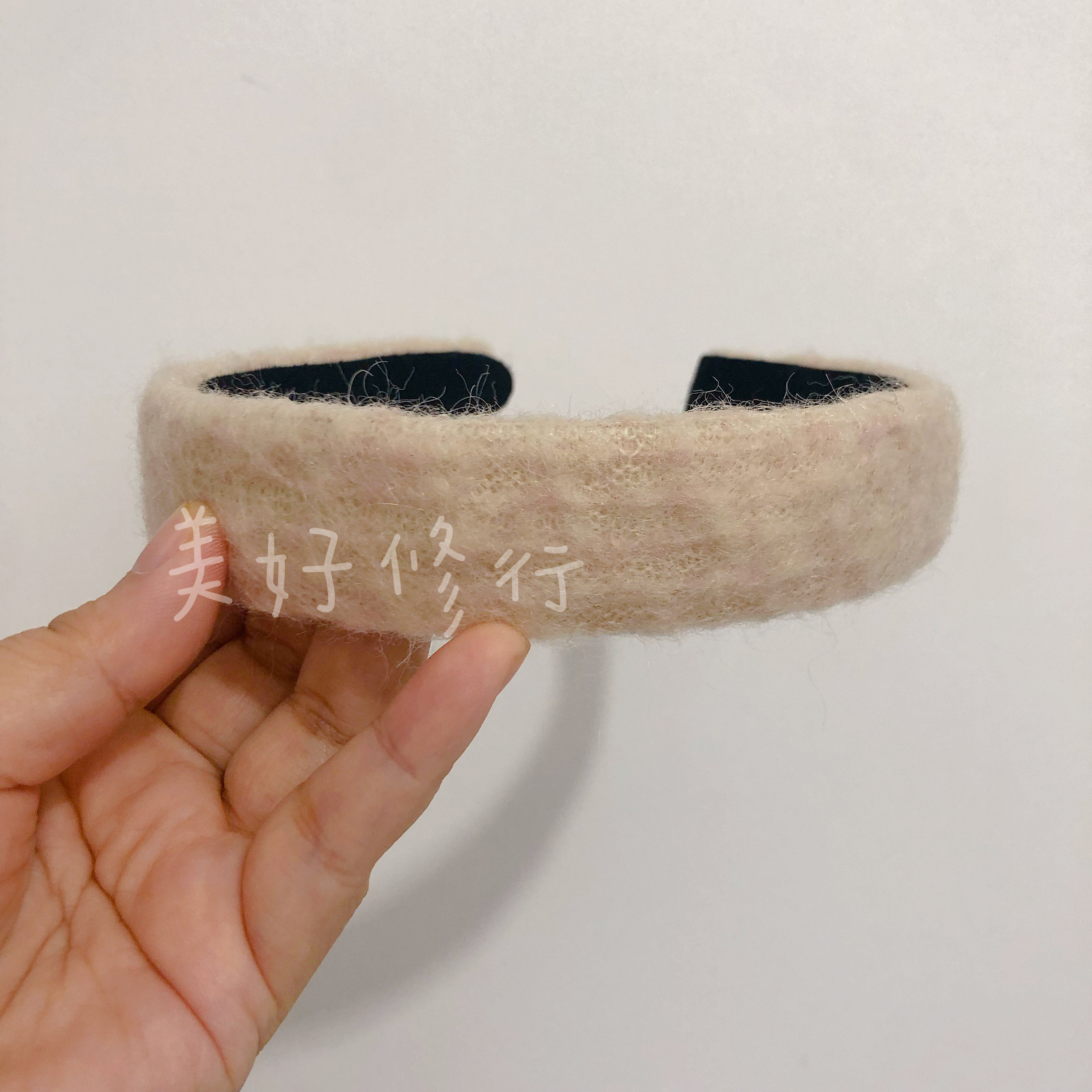 美好修行秋冬新款意大利进口羊毛手工发箍温柔素雅浅色头饰配大衣