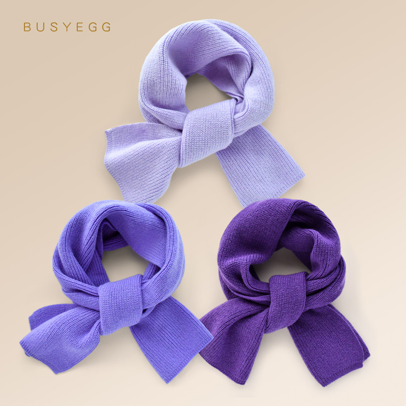BUSYEGG紫色系儿童羊绒羊毛围巾