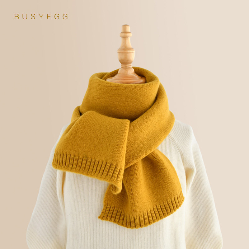 BUSYEGG简约姜黄色儿童羊毛围巾