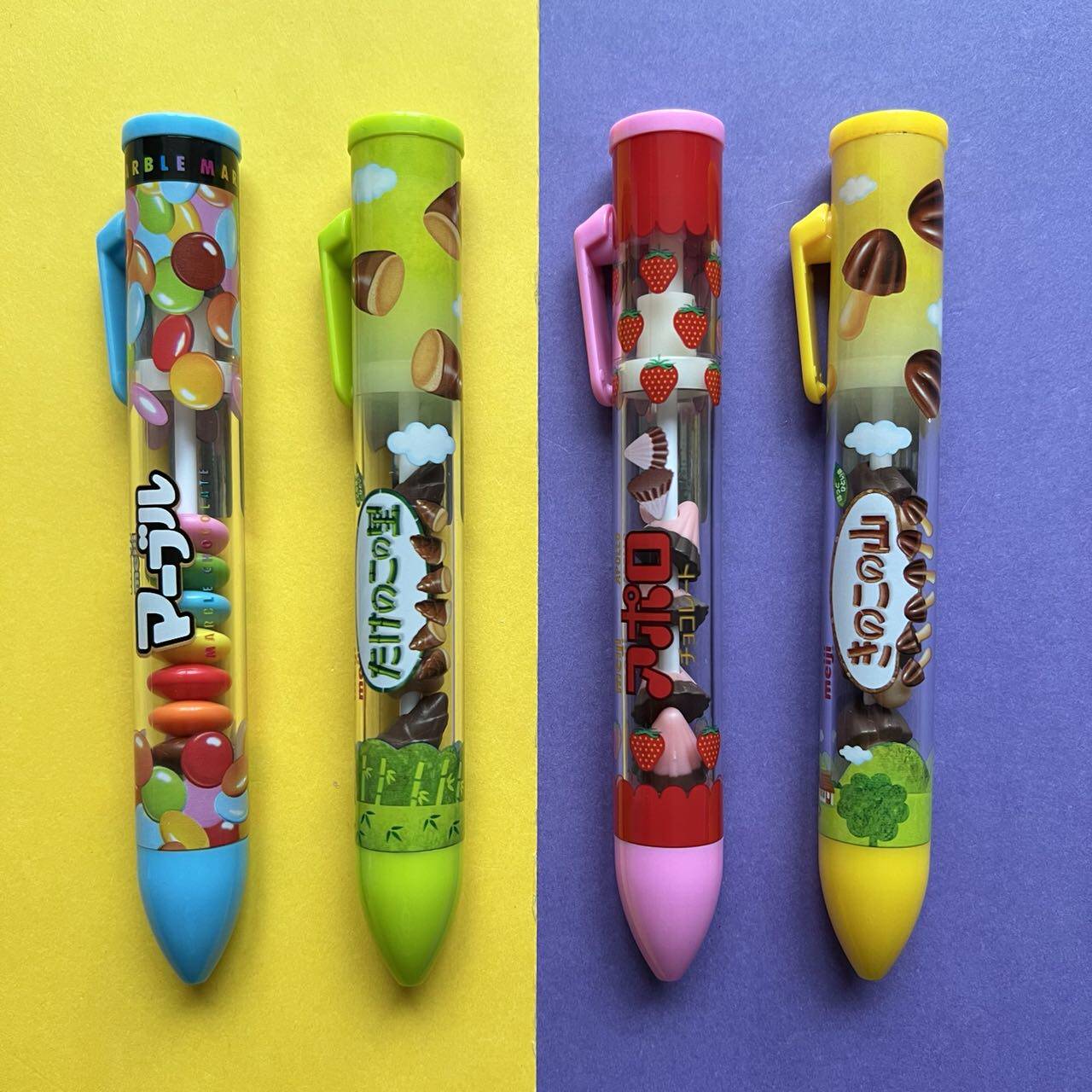 일본 다이렉트 메일 사카모토 메이지 스낵 모양 볼펜 아폴로 딸기 버섯 초콜릿 콩 재고 있음