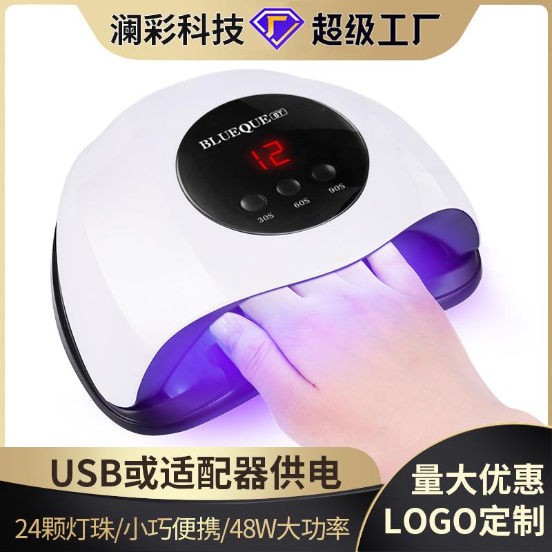 智能感应48W美甲灯光疗机速干不黑手LED美甲仪UV指甲烤灯跨境新款