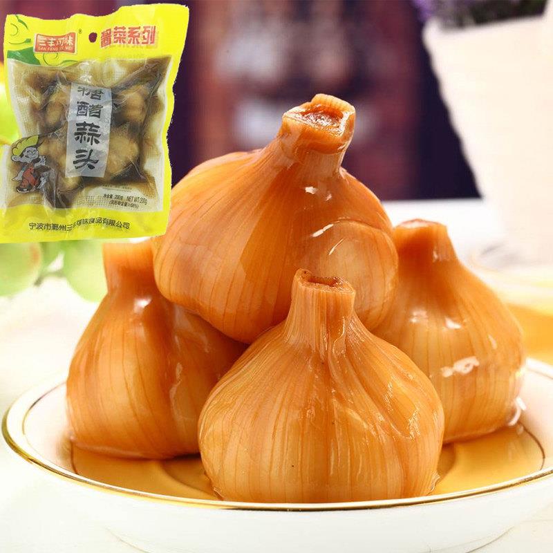 宁波特产三丰可味糖醋大蒜家用酸甜蒜腌制蒜头盐水渍菜打算头袋装