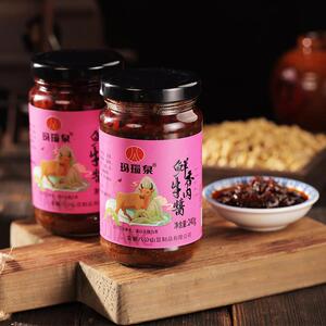 牛肉酱玛瑙泉下饭酱菜拌饭酱香辣牛肉酱玻璃瓶安徽淮南寿县家乡特