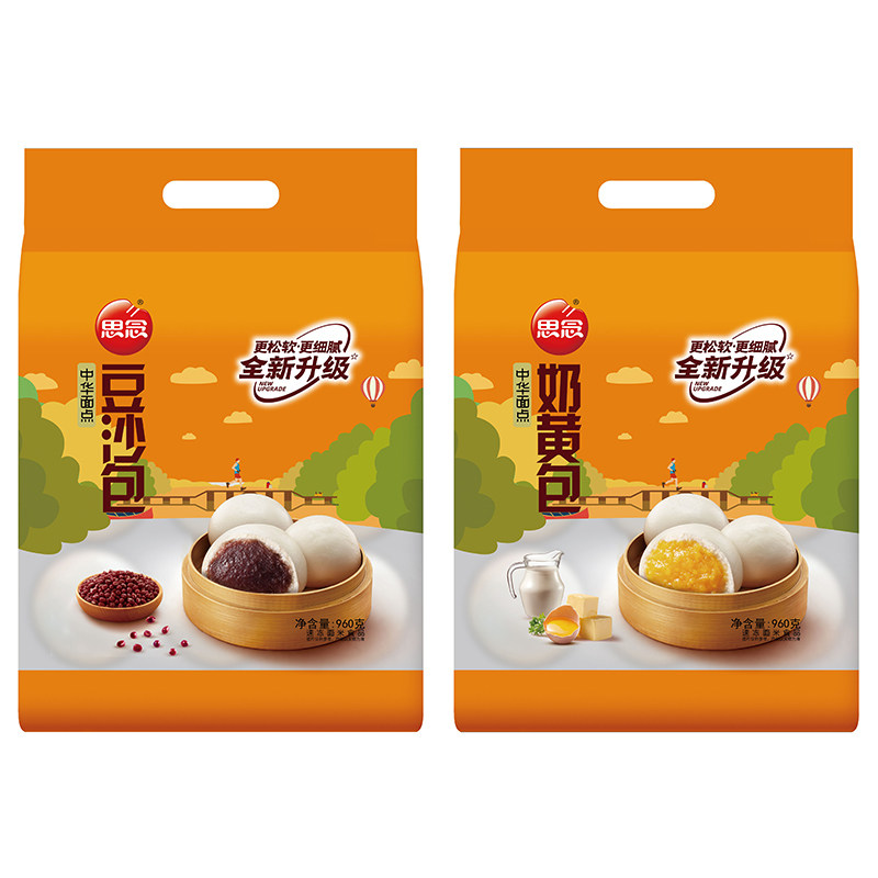思念奶黄包豆沙包1500g/960g/袋早餐儿童包子面点速冻半成品奶香