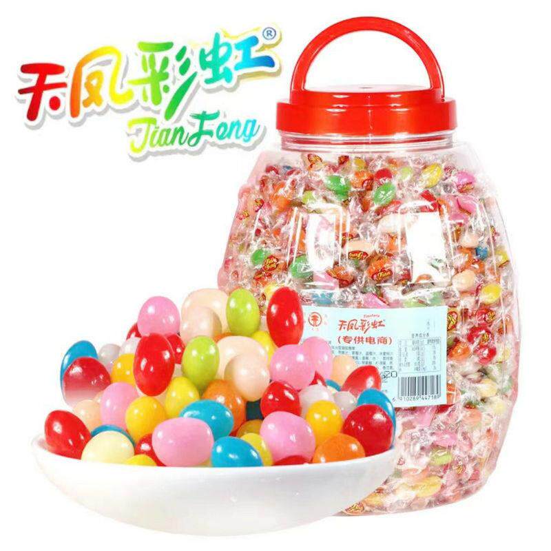 天凤彩虹糖豆罐装散装七彩QQ糖果软糖5斤混合水果味儿童糖果喜糖