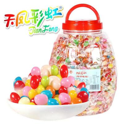 天凤彩虹糖豆罐装散装七彩QQ糖果软糖5斤混合水果味儿童糖果喜糖