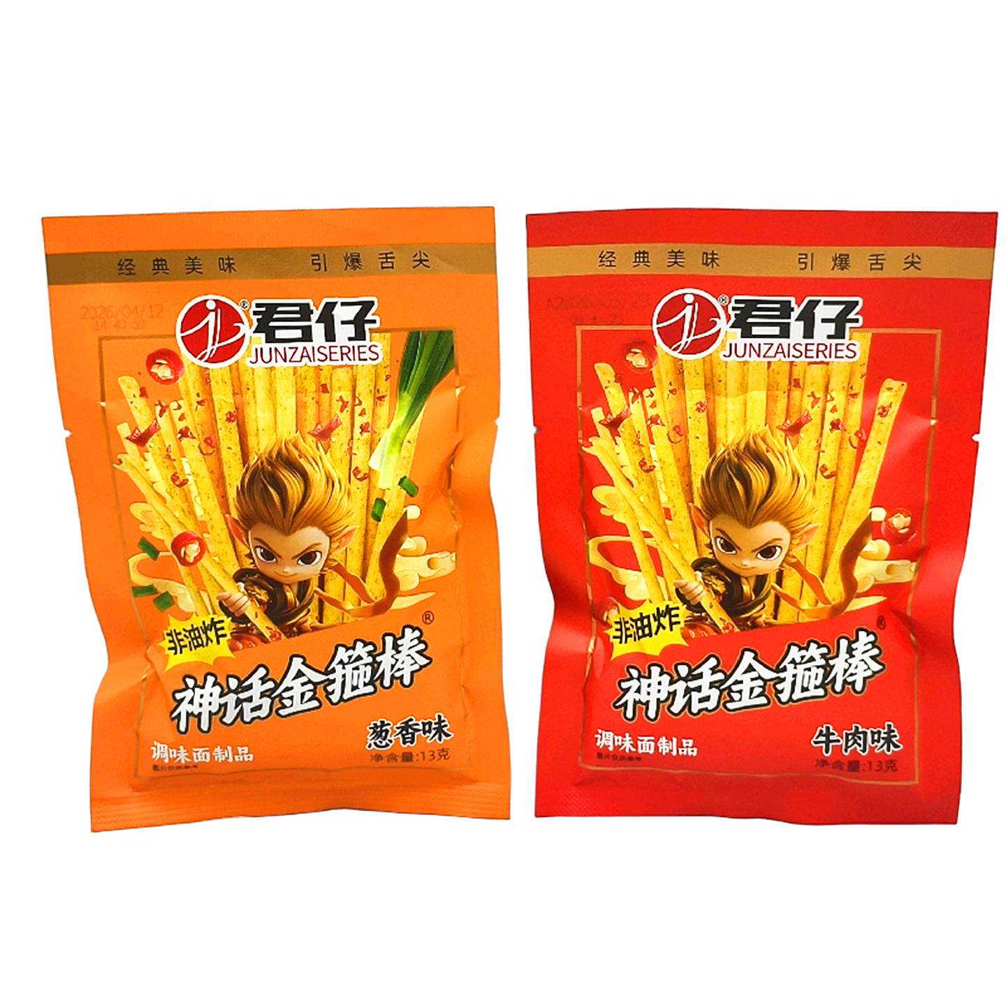 君仔神话金箍棒 葱香味牛肉味13g/袋非油炸调味面制品解馋零食