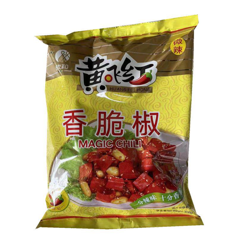 黄飞红香脆椒308g*1袋 黄飞鸿香酥椒辣脆皮辣椒香酥花生休闲零食
