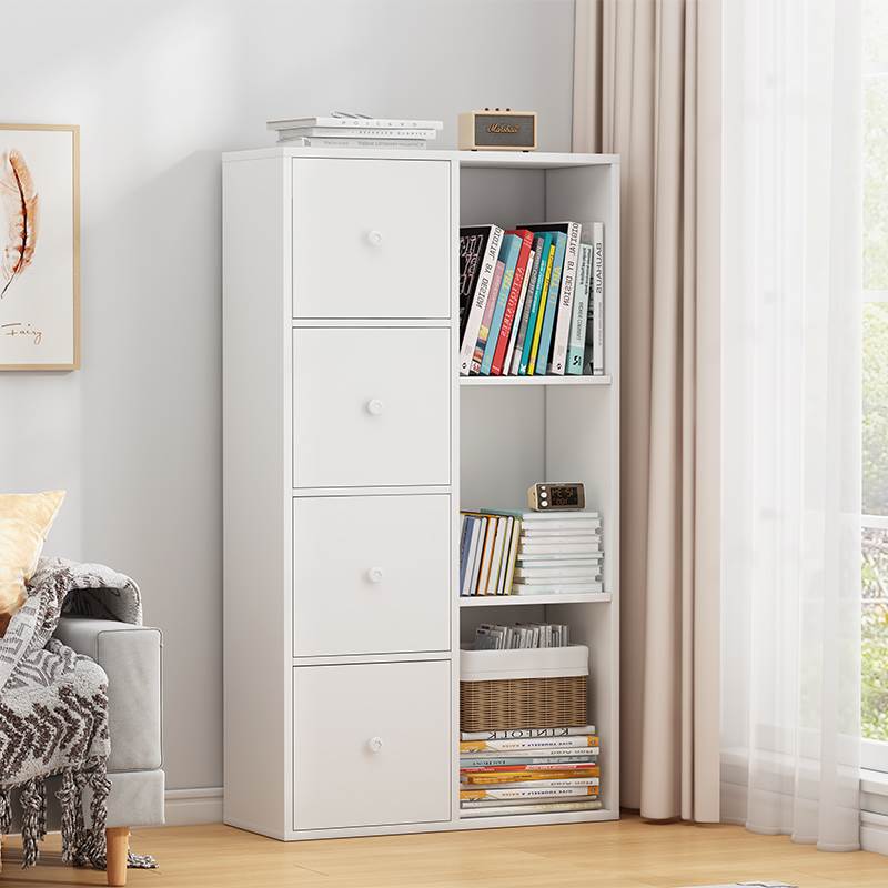 简易书架落地书柜置物架学生宿舍家用书桌旁收纳大容量窄小组合柜