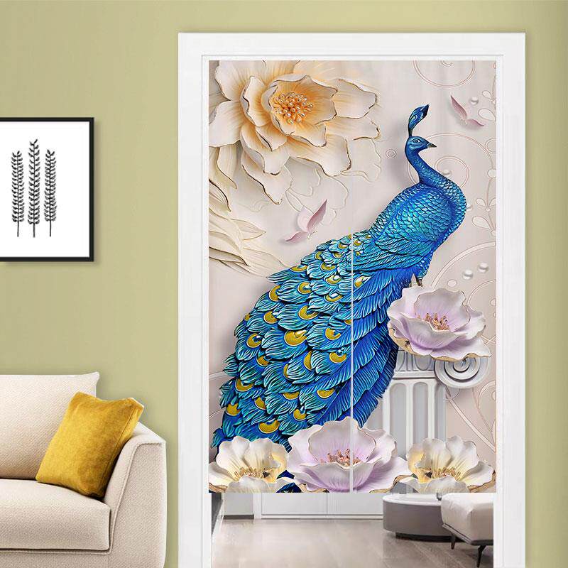 北欧麋鹿家用布艺门帘卧室隔断帘子卫生间遮挡布帘玄关入户装饰帘