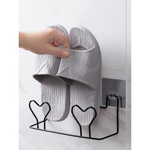 卧室挂墙置物架浴室无痕贴双层鞋架铁艺拖鞋架子置物架创意墙上壁