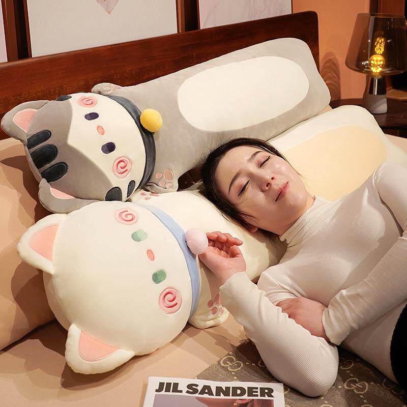 抱抱猫长条枕女生睡觉抱枕侧睡夹腿枕卧室宿舍床头靠枕软包可拆洗