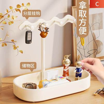 入户门钥匙挂架摆件多功能玄关桌面鞋柜上创意客厅装饰品收纳神器