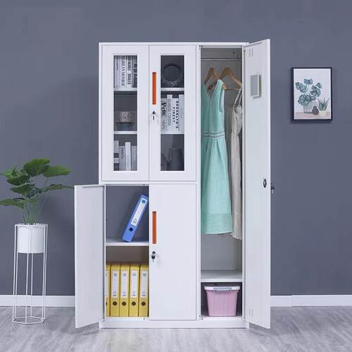 加厚文件柜特加厚中二斗文件柜钢制储物柜员工办公柜资料柜白色资