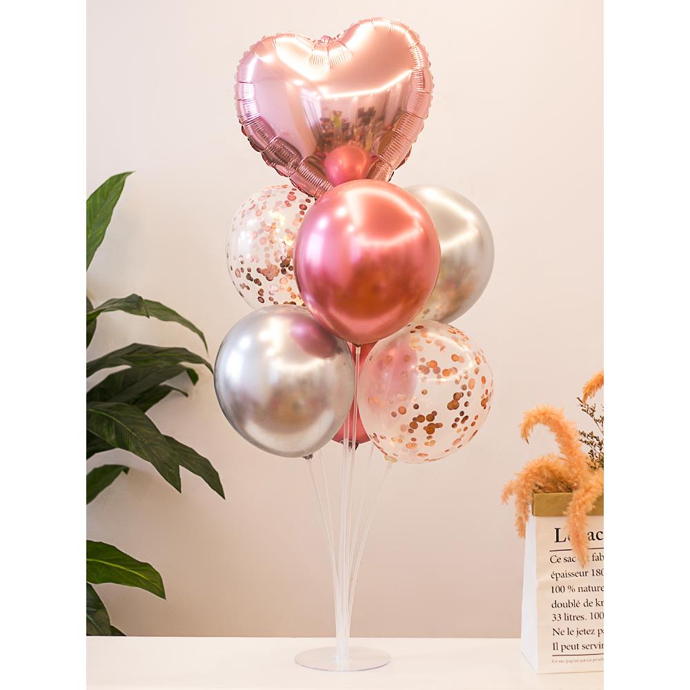 七夕情人节爱心桌飘气球支架生日装饰桌面摆件氛围感婚房结婚布置