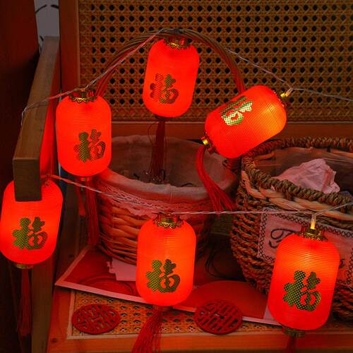 太阳能庭院灯红灯笼太阳能灯庭院花园阳台春节红灯笼灯串农村小院