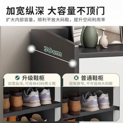 鞋柜门口家用大容量入户有门玄关柜实木色楼道室外过道电梯口鞋架