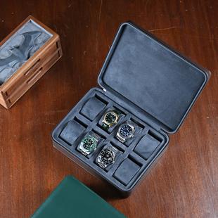 八表位超纤皮手表收纳盒便携出差旅行真皮腕表机械表收纳包首饰盒