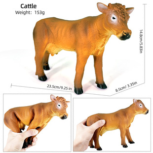 新款农场家禽仿真软胶填充棉模型耕田老黄牛动物儿童认知教学玩具