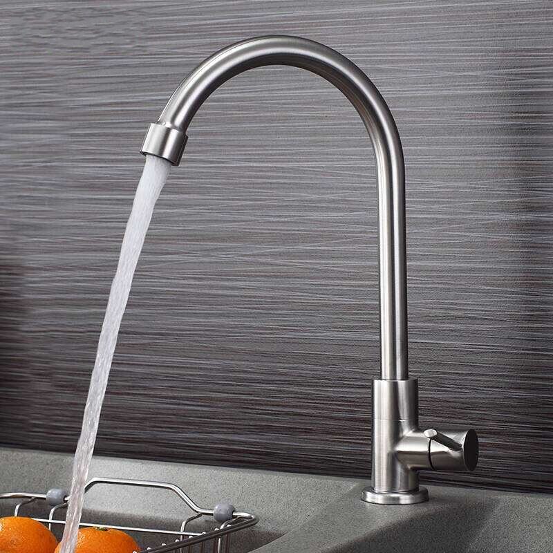 304不锈钢厨房单水龙头 洗菜盆小立式即开水龙头领头王