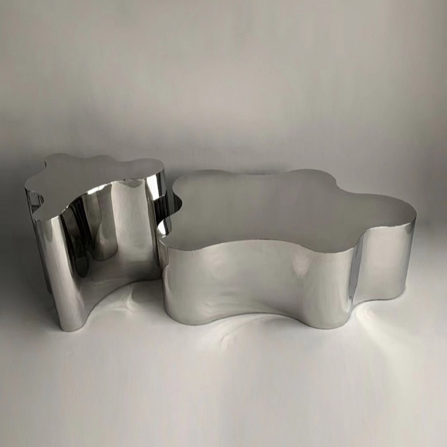 工厂直发轻奢不锈钢异形茶几组合