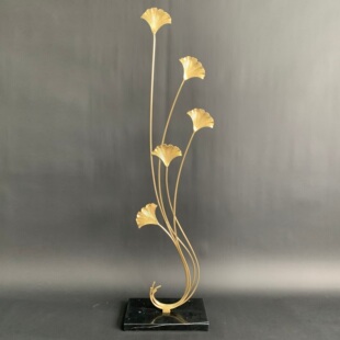 纯铜银杏叶创意摆件现代轻奢客厅电视柜茶几玄关酒柜北欧式 饰品 装