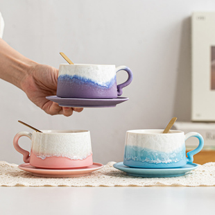 窑变结晶釉陶瓷咖啡杯家用办公室个人专用水杯简约精致女士马克杯