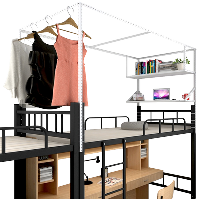可伸缩学生上下铺架子一体式床帘