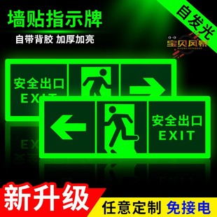 安全出口夜光荧光标识牌疏散指示牌自发光标识标牌应急逃生通道标志楼道墙贴有电提示贴纸吸烟禁止楼梯烟火