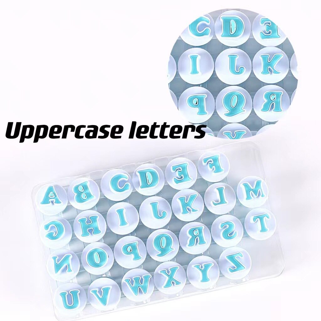 26pcs大小写塑料字母数字饼干模翻糖模具蛋糕模烘培装饰工具