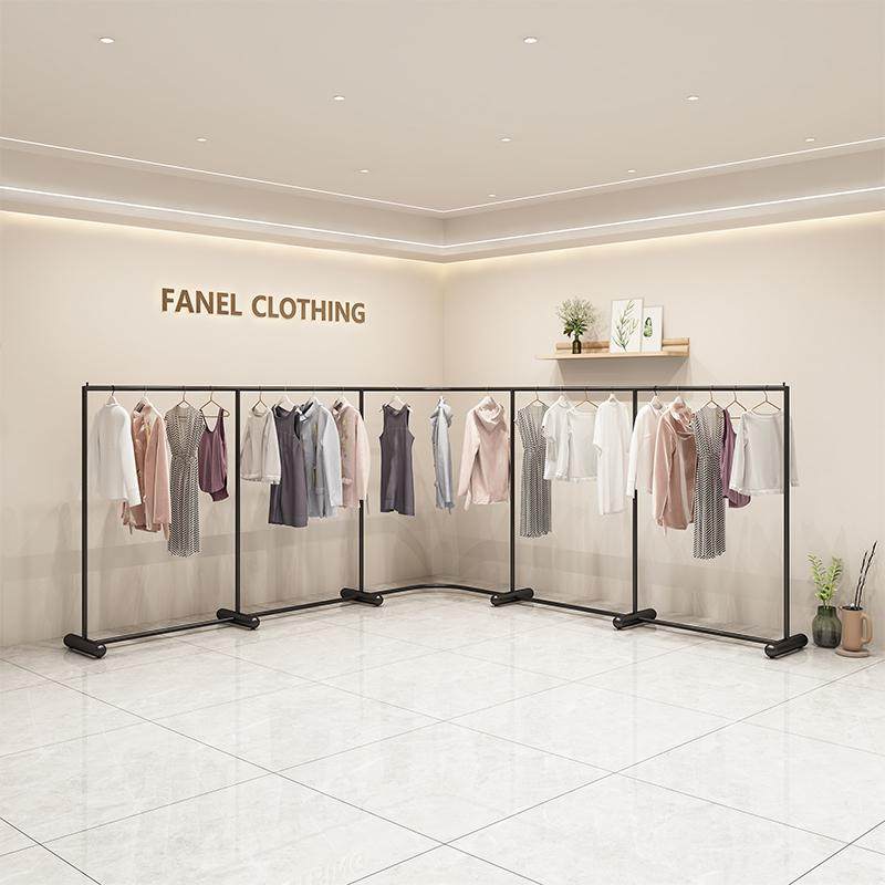 黑色女装店落地式L型靠墙转角服装店衣服架子简约式落地架可定制,商业/办公家具,服装展示架,淘宝优惠券,粉丝福利购,淘宝优惠卷