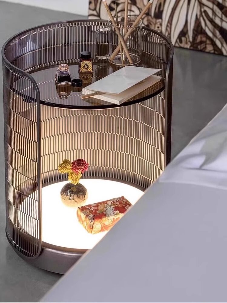 落地灯卧室发光床头柜一体置物架极简客厅沙发边几氛围桌茶几新款