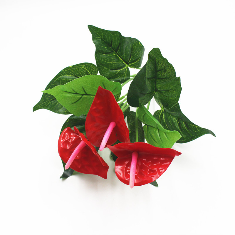 仿真植物假花装饰绿植摆放红掌小盆栽塑料花花箱栅栏隔断插花叶子