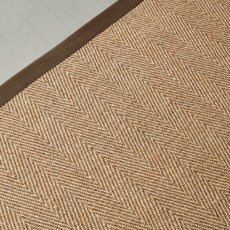 剑麻地毯鱼骨纹包边手工草编藤编日式地毯定制客厅茶室茶几卧室