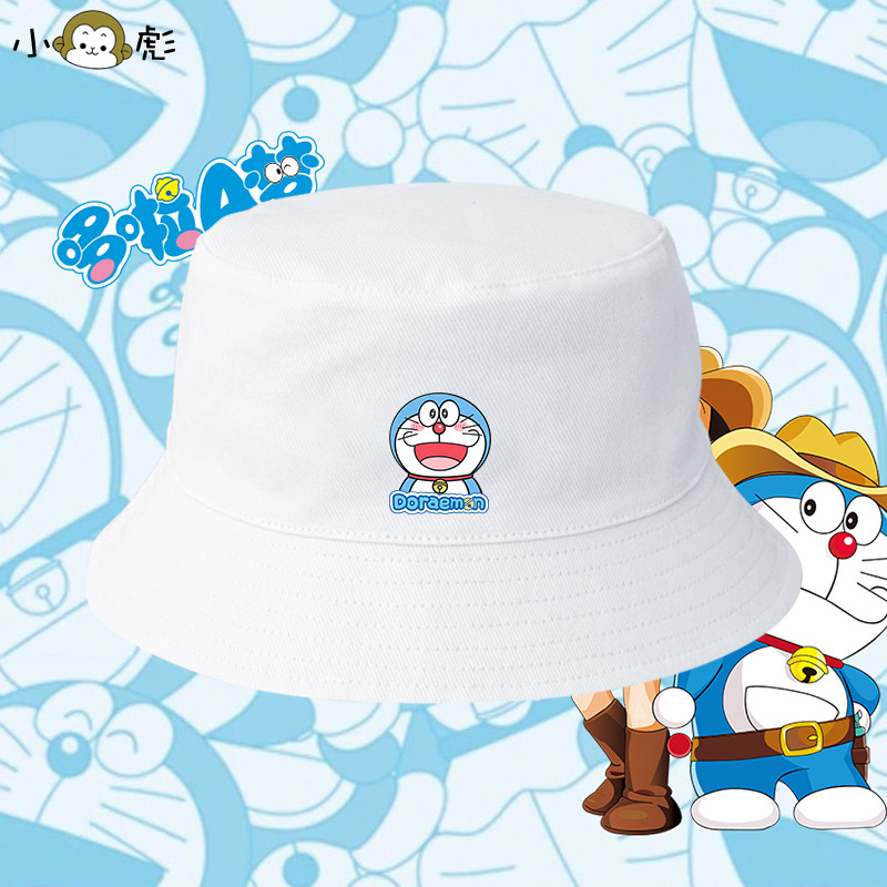 哆啦a梦小叮当机器猫动漫电影蓝胖子渔夫帽男女儿童装学生盆帽子