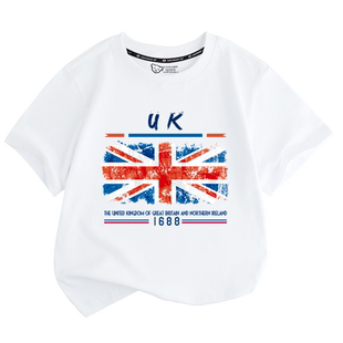 美国英国德国法国葡萄牙欧美国家国旗短袖t恤衫男女儿童学生半袖