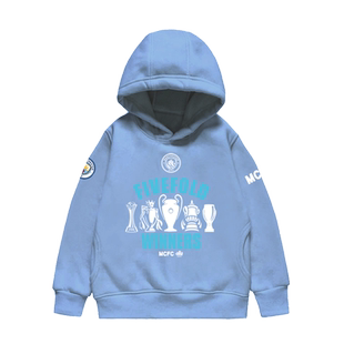 2023曼城队夺冠军五冠王纪念连帽卫衣男女儿童装学生款外套