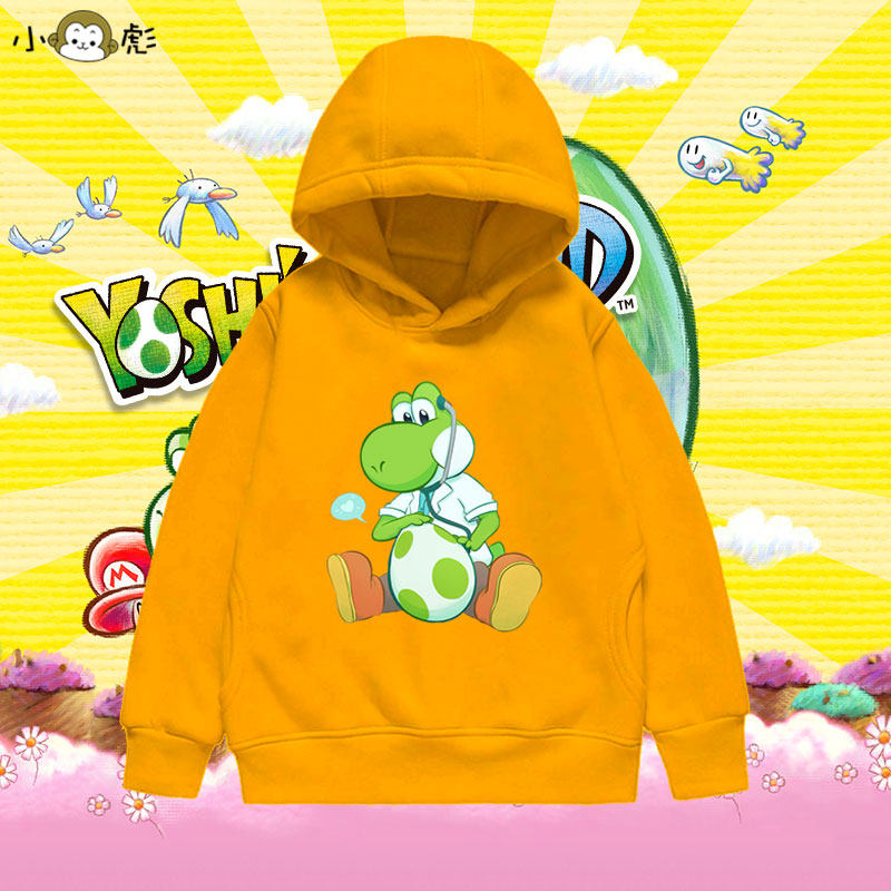 任天堂游戏超级马里奥耀西新耀西岛连帽卫衣男女儿童装学生款外套
