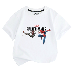 蜘蛛侠2蜘蛛人PS5游戏周边短袖t恤衫男女儿童装学生宝宝半袖
