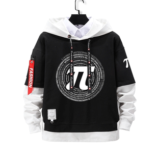 圆周率数学创意学霸校园π假两件连帽卫衣男女儿童装学生带帽外套