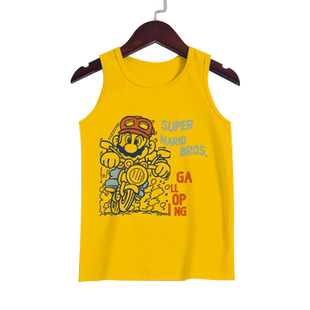 超级玛丽欧美游戏超级马里奥卡通涂鸦无袖t恤衫男女儿童学生背心